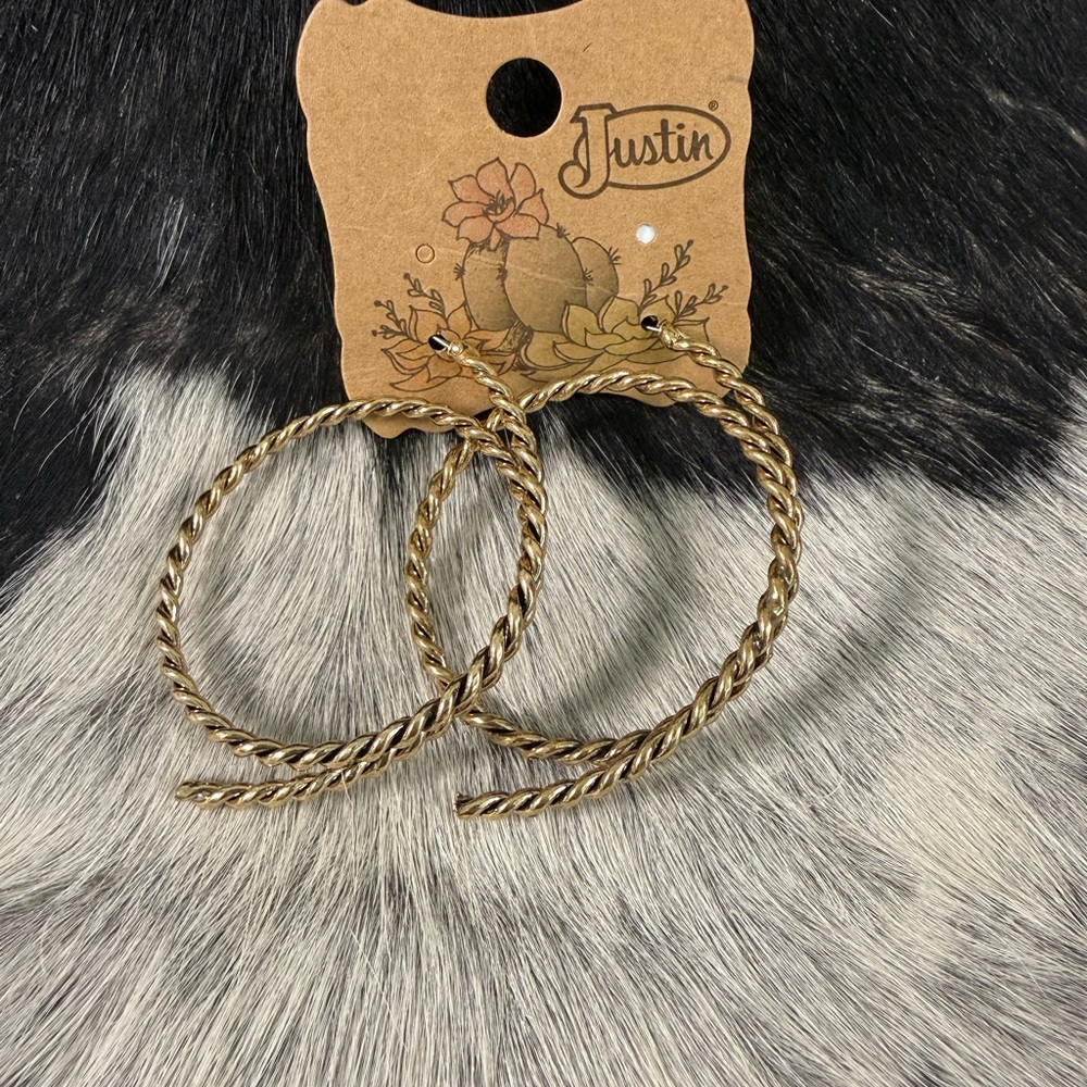 Justin Boots Gold Twisted Hoop Earrings